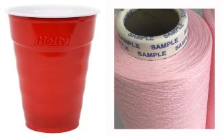 Photo: Hefty® Party Cup by Reynolds Consumer Products (left) and Yarn made by The New Norm (right)